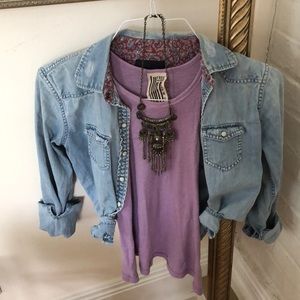 Purple Free People Long Beach tank top